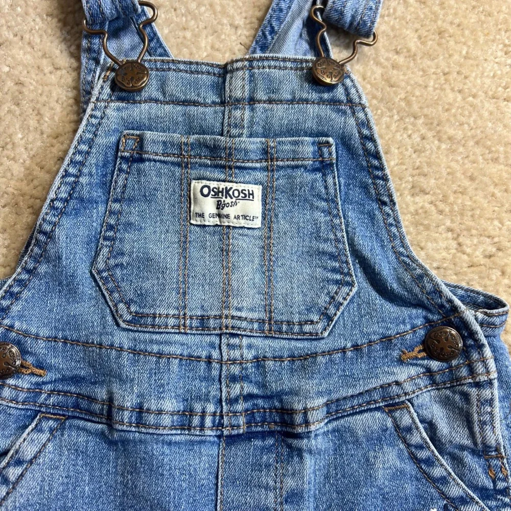 Vintage OshKosh Bgosh Toddler Baby Floral‎ Embroidered Denim Overalls 2T Boho